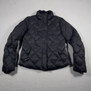Eddie Bauer Jacket Womens Small EB650 Down Quilted Puffer Sherpa Collar Warm
